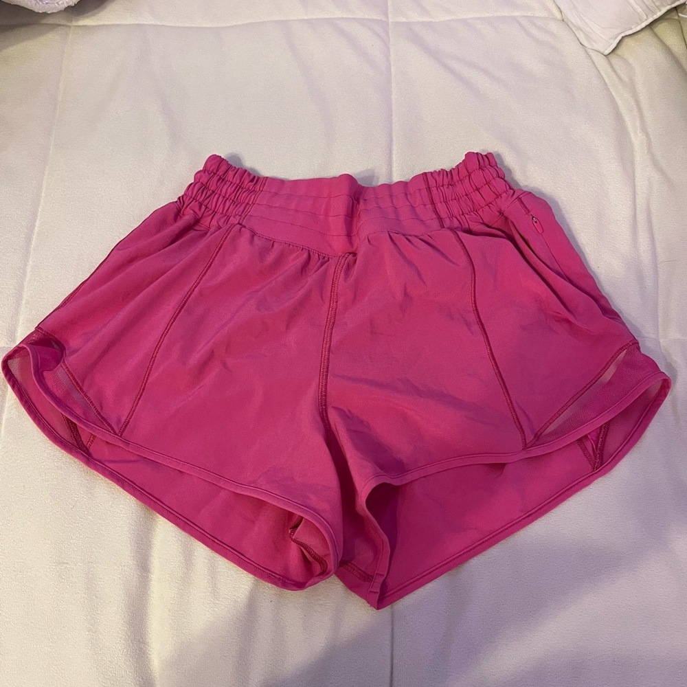 lulu lemon sonic pink hotty hot shorts-size 6 high rise inseam-2.5
